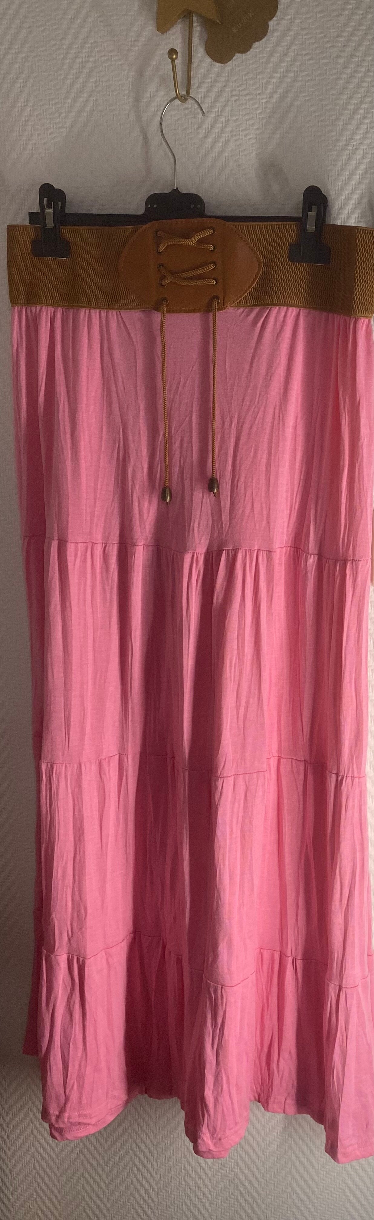 Longue jupe rose
