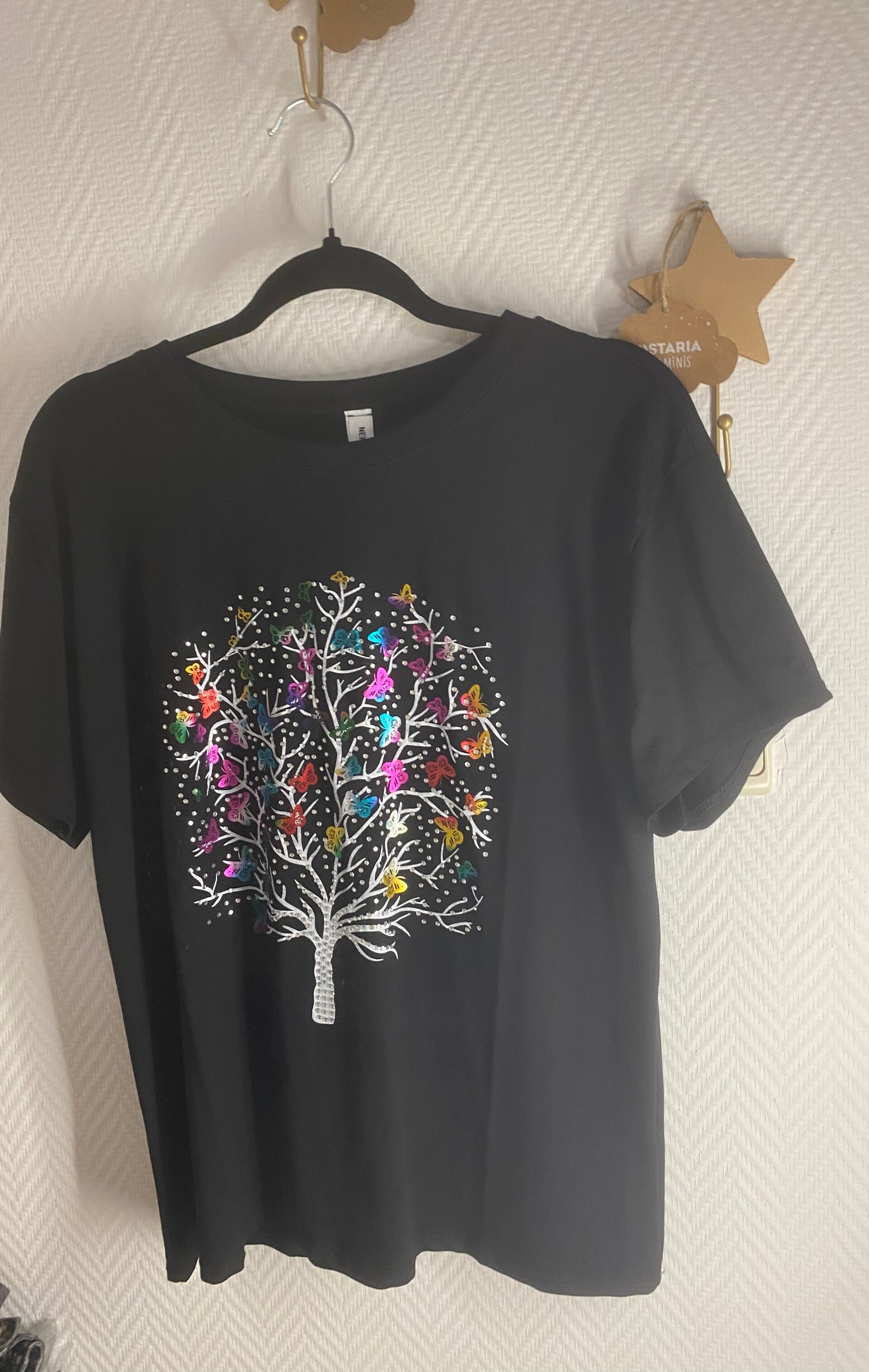 T-shirt Papillons noir