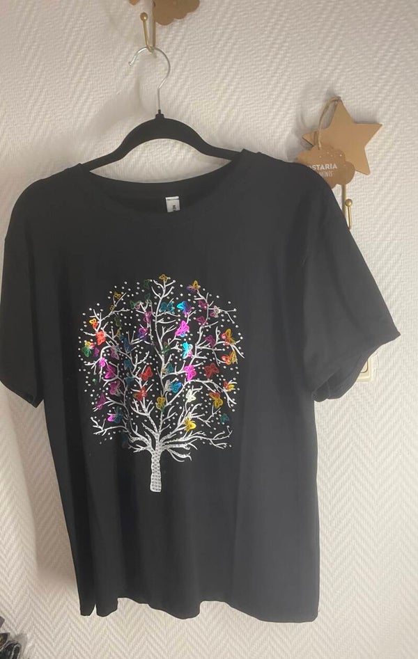 T-shirt Papillons noir