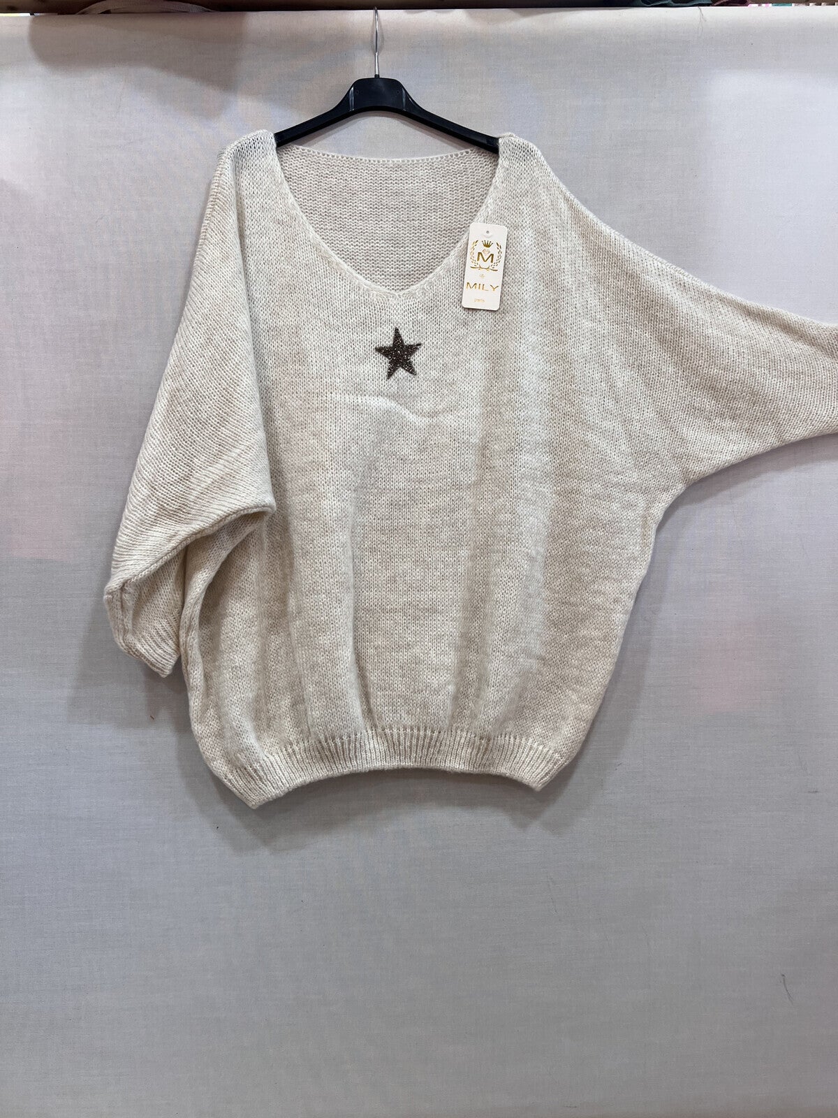 Pull étoile Evangéline beige