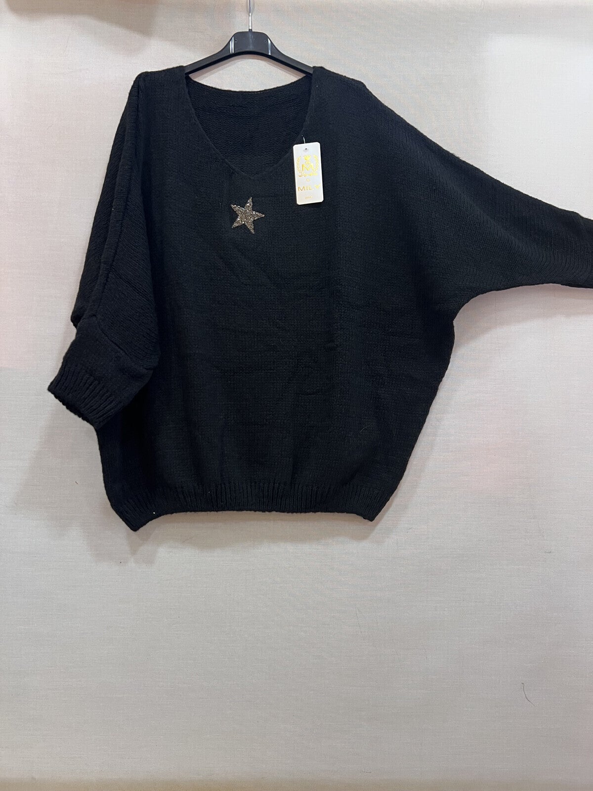 Pull étoile Evangéline noir