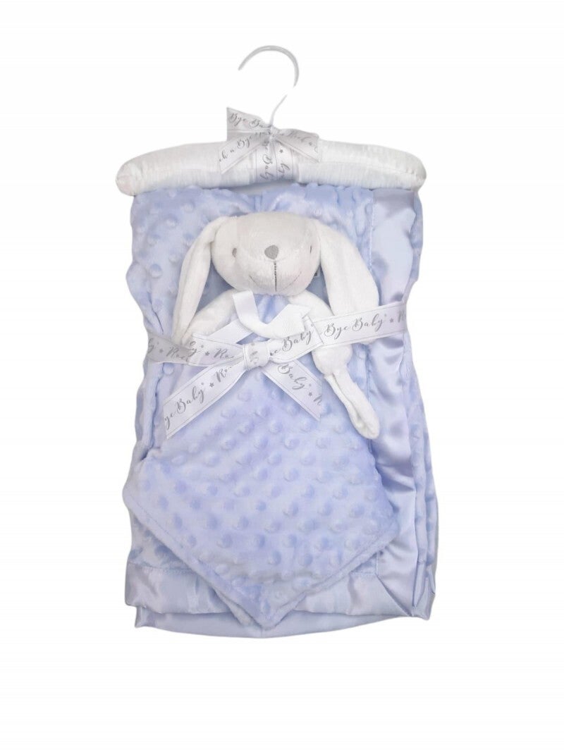 Coffret naissance couverture + doudou lapin bleu moyen