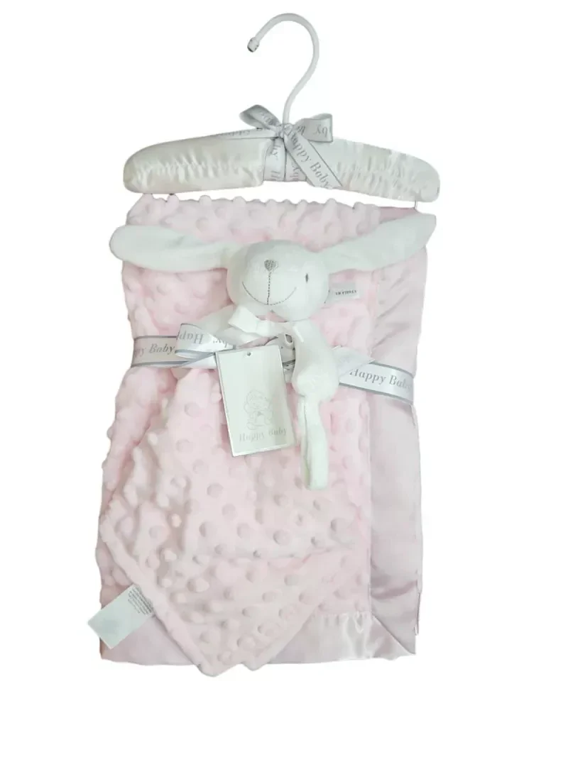 Coffret de naissance couverture + doudou lapin rose