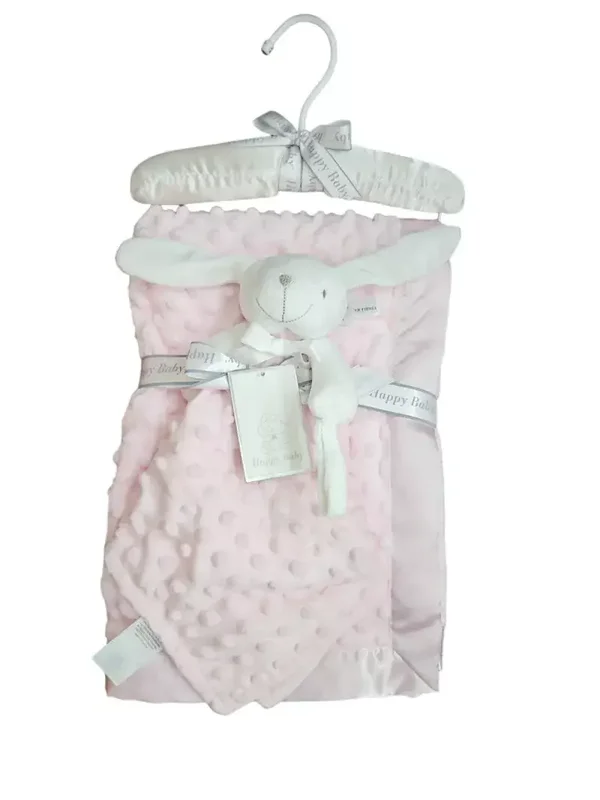 Coffret de naissance couverture + doudou lapin rose