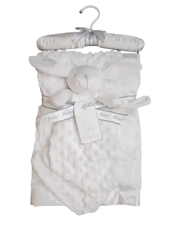 Coffret de naissance couverture + doudou  lapin blanc