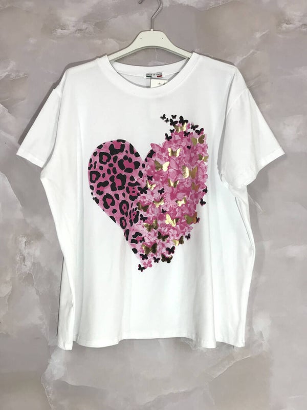 T-shirt coeur rose