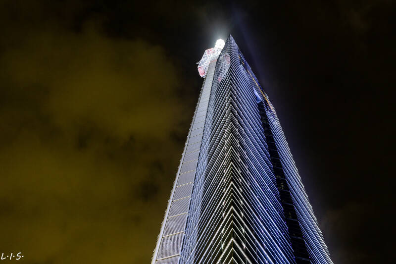 Fukuoka Tower illuminating the sky
