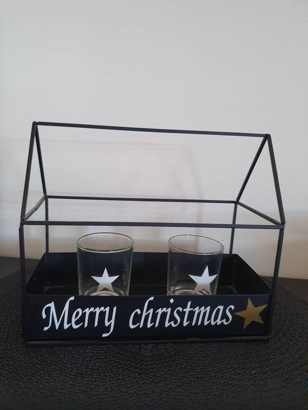 Metalen huisje theelichtjes