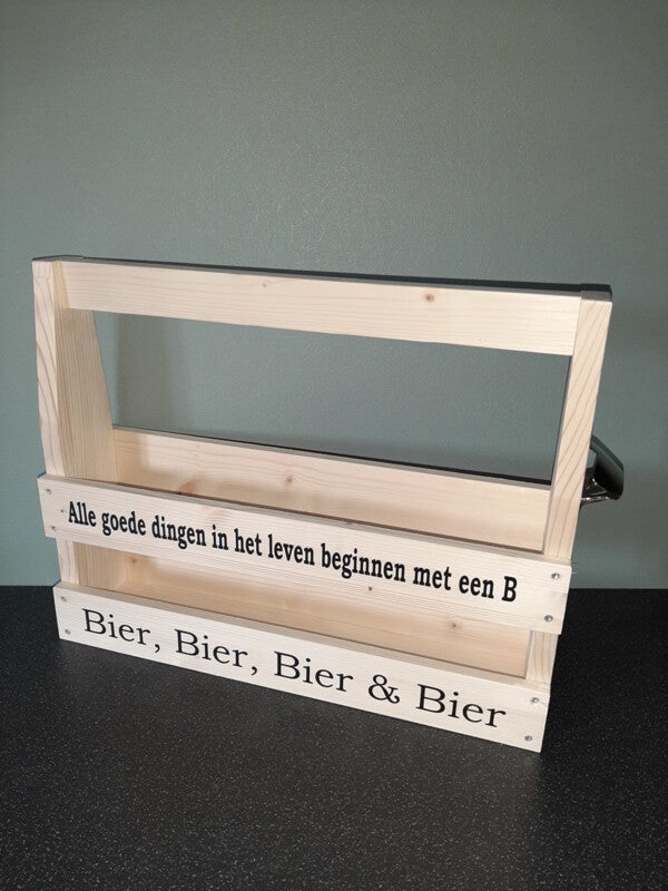 Houten bierkratje - Alle goede dingen in het leven beginnen met een B