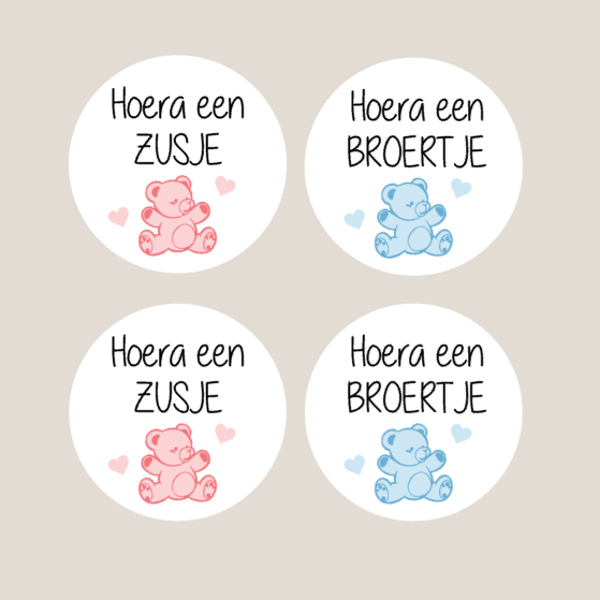 Stickers geboorte beertje