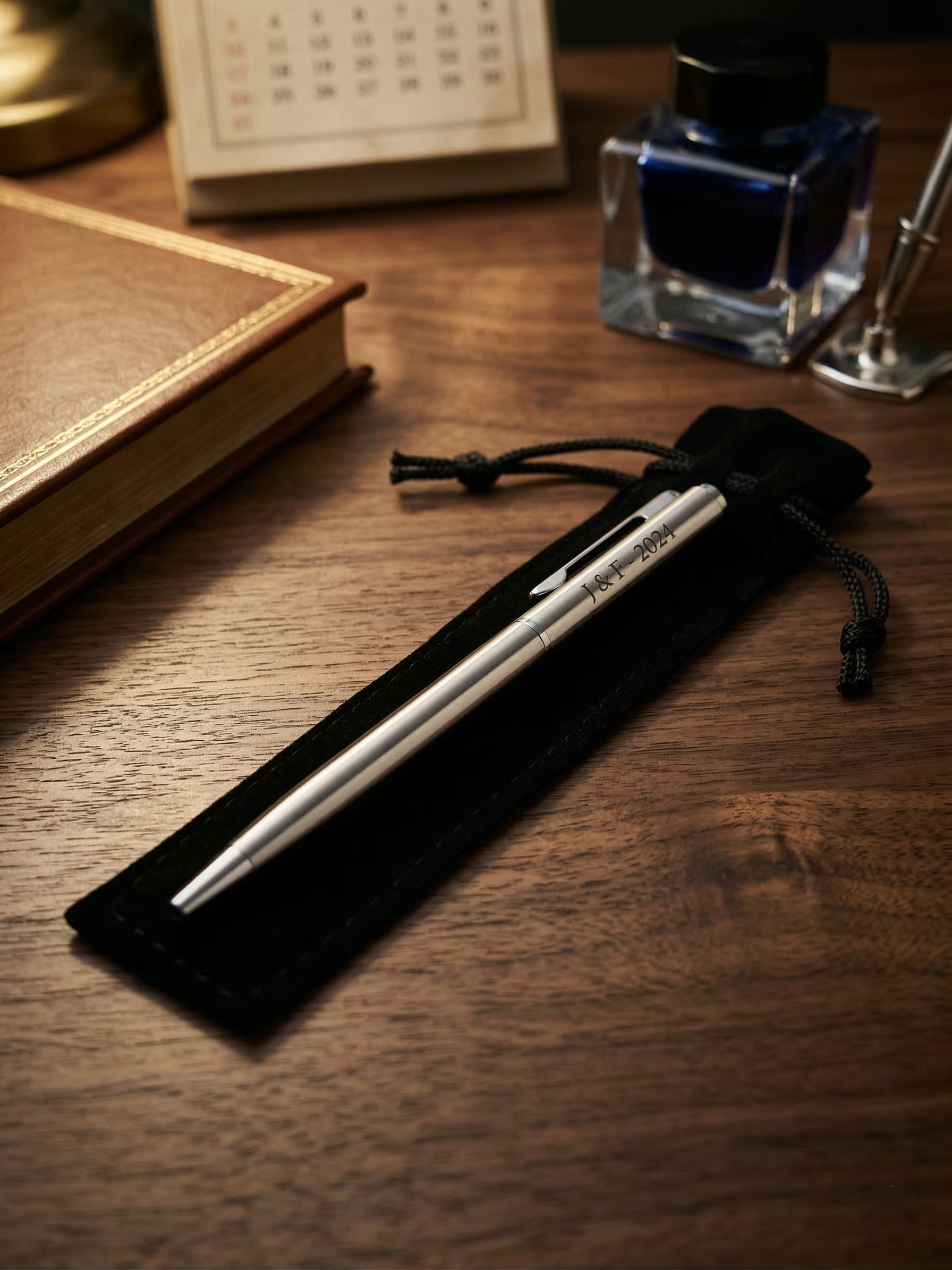 Stylo Signature en Acier Brossé – Gravure Personnalisée