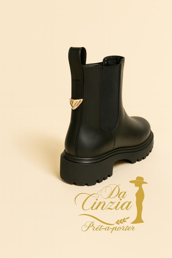 Bottines noires à semelle crantée – Style chic & moderne