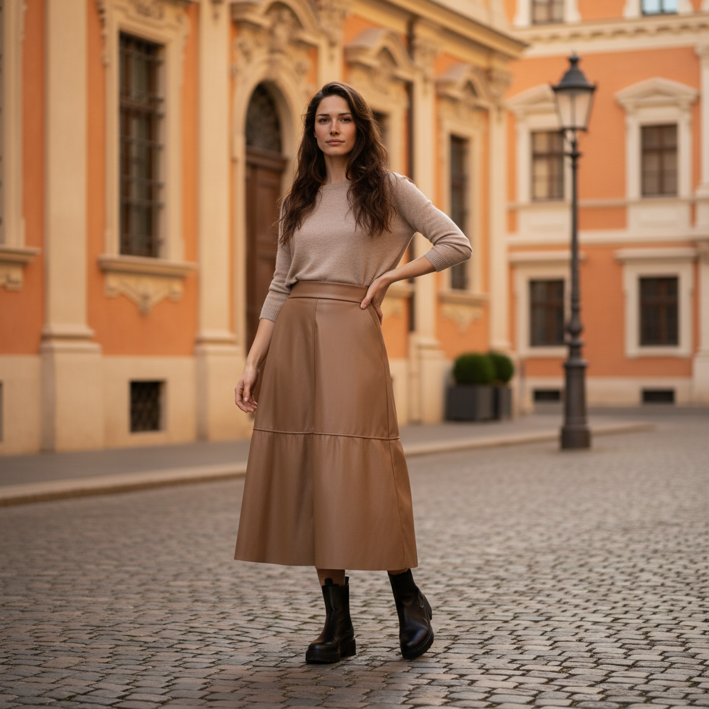 jupe longue effet cuir