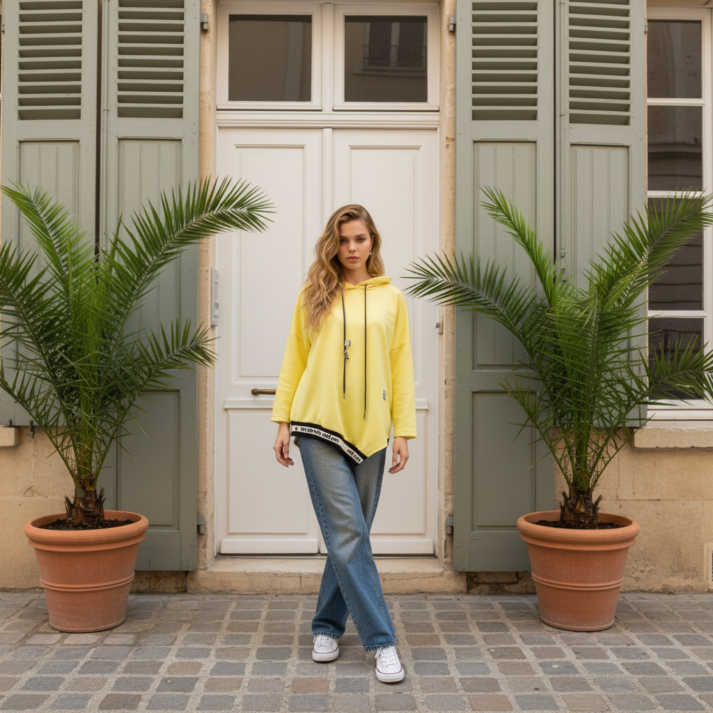 Sweat femme à capuche asymétrique – Confort & style tendance | Plusieurs couleurs