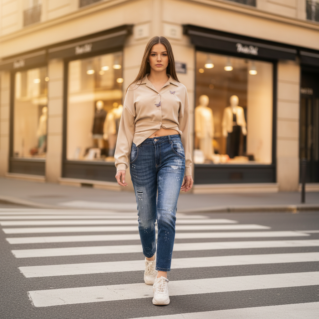 Jeans bleu destroy – Coupe confort