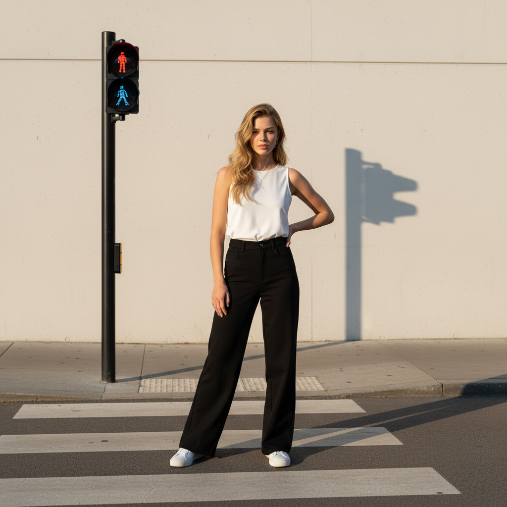 Pantalon classique noir – Coupe droite – Épaisseur premium