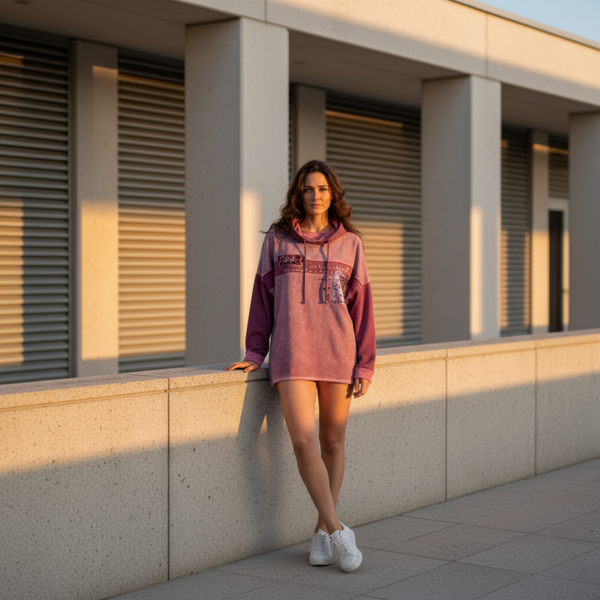 Pull à capuche bordeaux  – Style casual chic