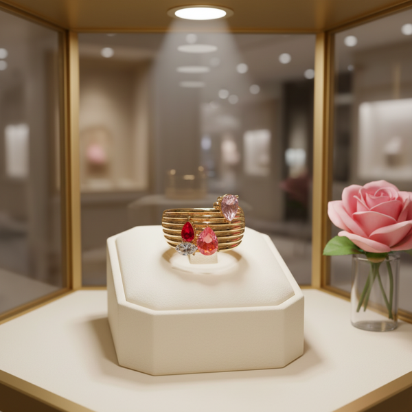 Bagues argentées et dorées à anneau extensible – Pierres multicolores