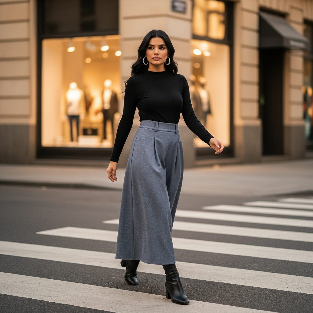 Jupe taille haute fluide – Élégante et moderne