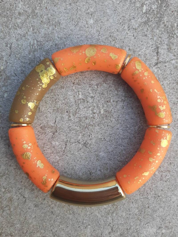 tube armband Orange/Gold/Brown