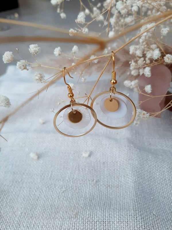 oorbellen rond schelp naturel