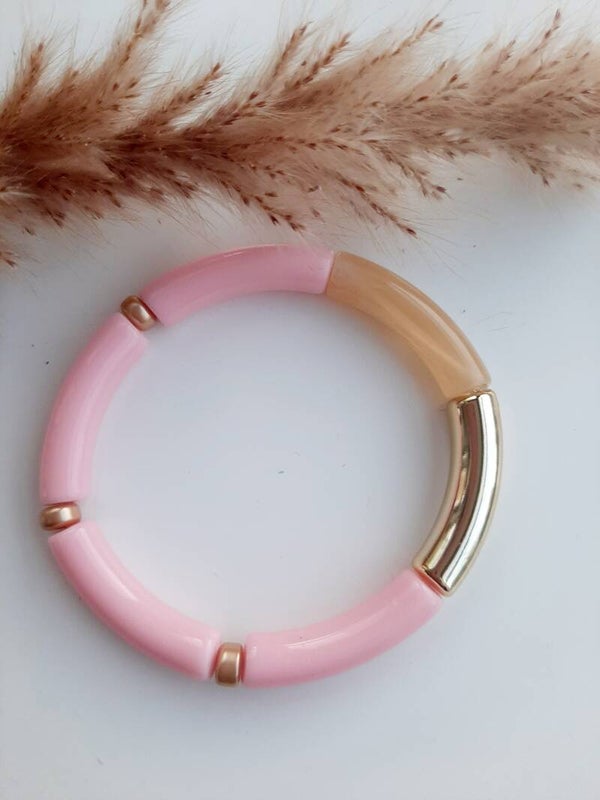 Armband tube pink/beige/gold