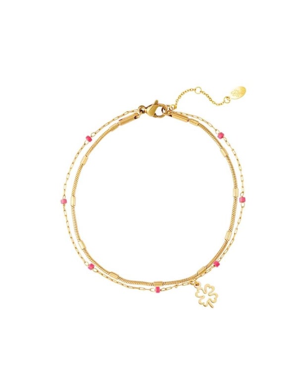 Armband klavertje/pink