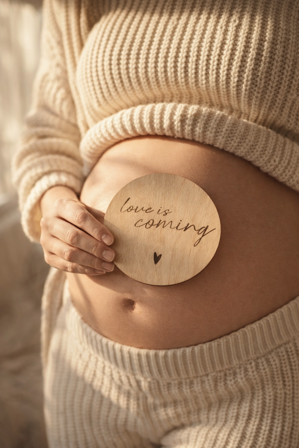 HOLZSCHEIBE "LOVE IS COMING"