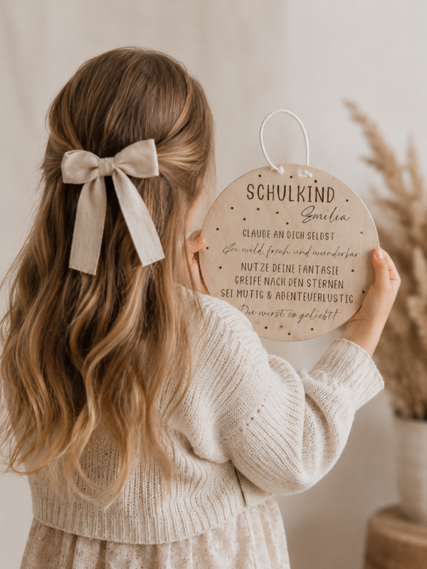 HOLZSCHEIBE "SCHULKIND" PERSONALISIERT
