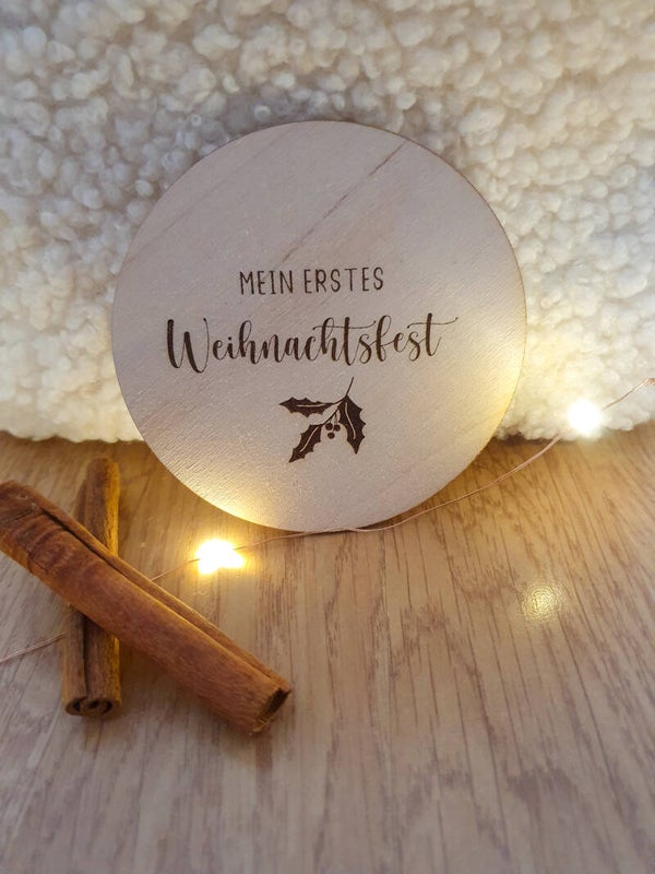 HOLZSCHEIBE "MEIN ERSTES WEIHNACHTSFEST"
