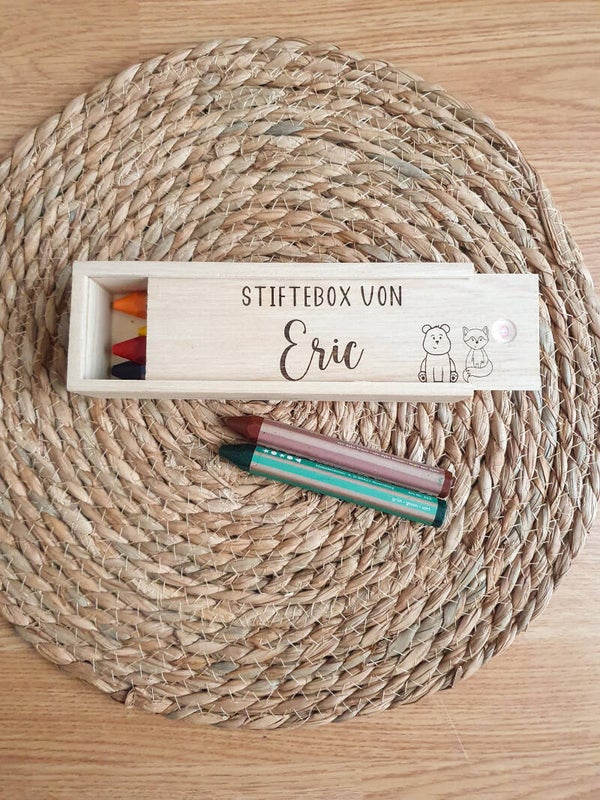 STIFTEBOX MIT SCHIEBEDECKEL PERSONALISIERT