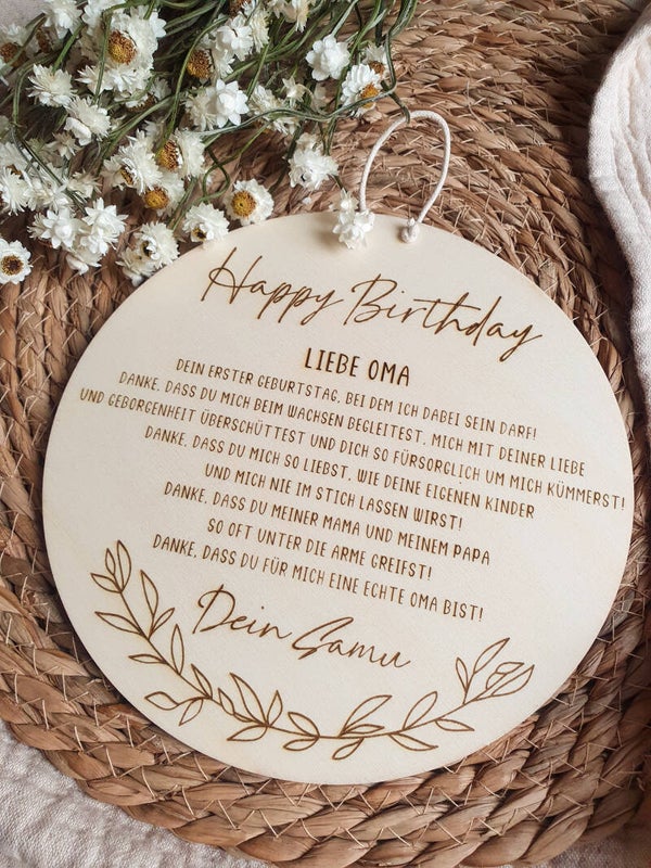 HOLZSCHEIBE "DEIN ERSTER GEBURTSTAG" HAPPY BIRTHDAY