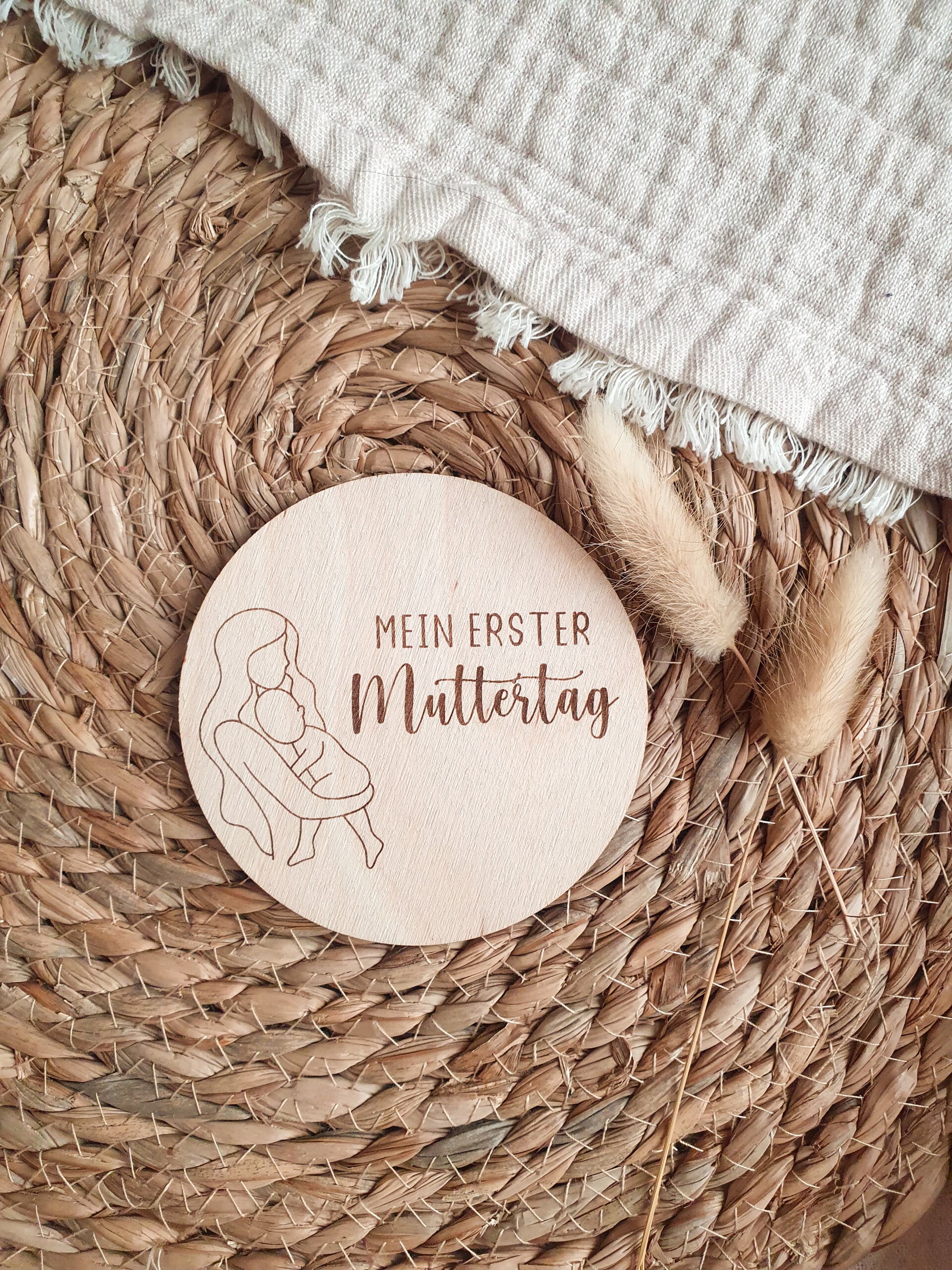 HOLZSCHEIBE "ERSTER MUTTERTAG"