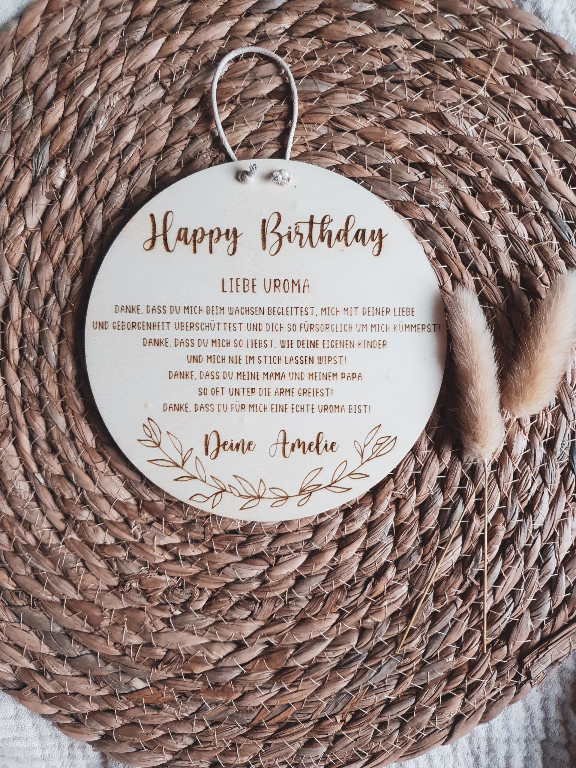 HOLZSCHEIBE "HAPPY BIRTHDAY"