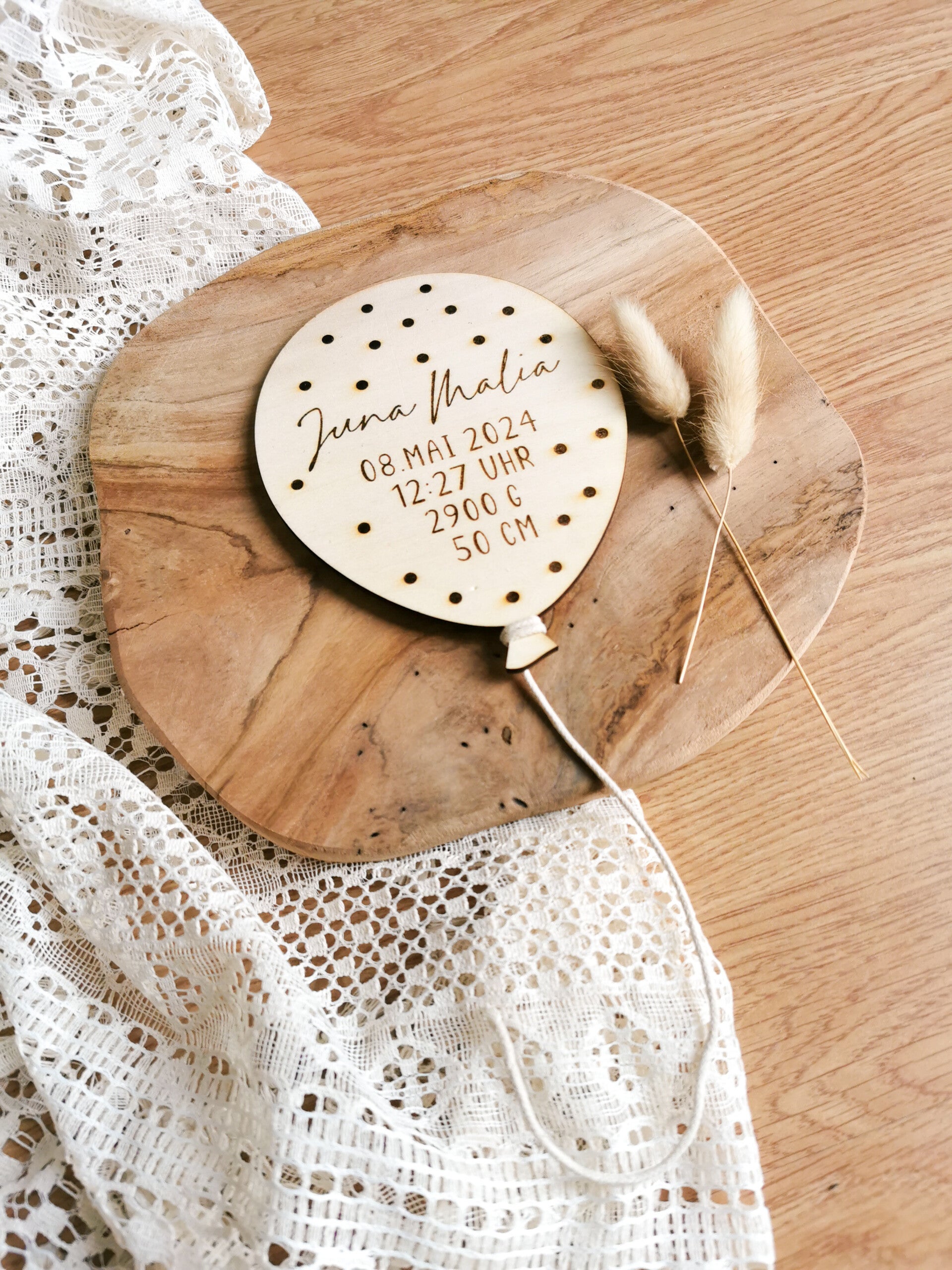 LUFTBALLON HOLZ "GEBURTSDATEN"