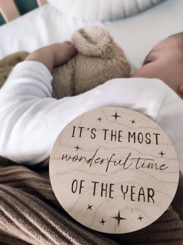 HOLZSCHEIBE "IT´S THE MOST WONDERFUL TIME"