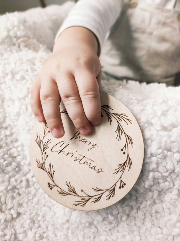 HOLZSCHEIBE "MERRY CHRISTMAS"