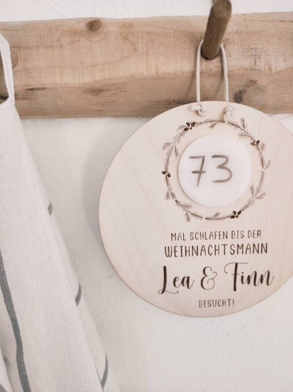 HOLZSCHEIBE "WEIHNACHTSCOUNTDOWN" ACRYL PERSONALISIERT