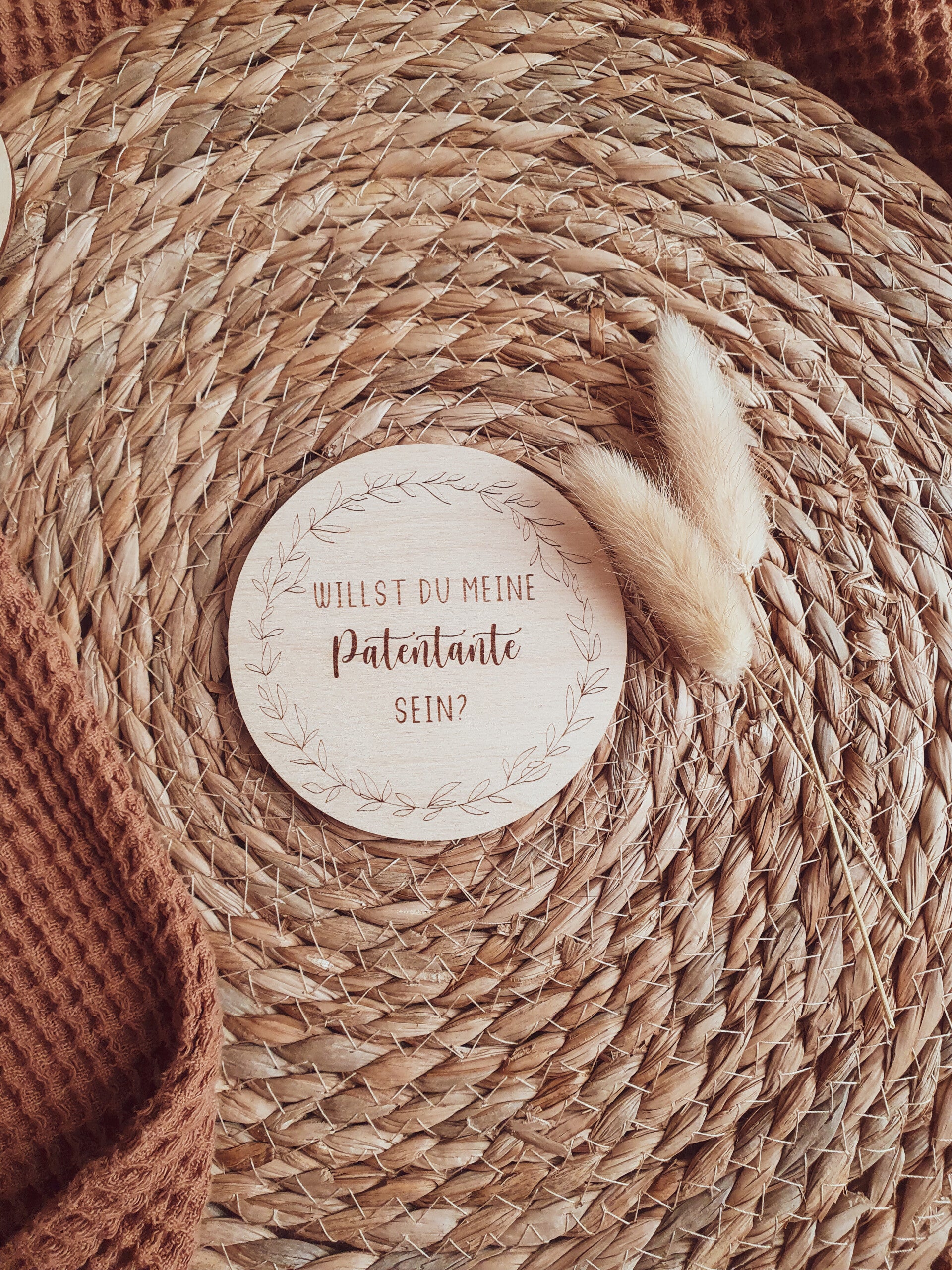 HOLZSCHEIBE "WILLST DU MEINE PATENTANTE SEIN?"