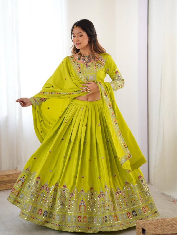 Lehanga Choli perroquet
