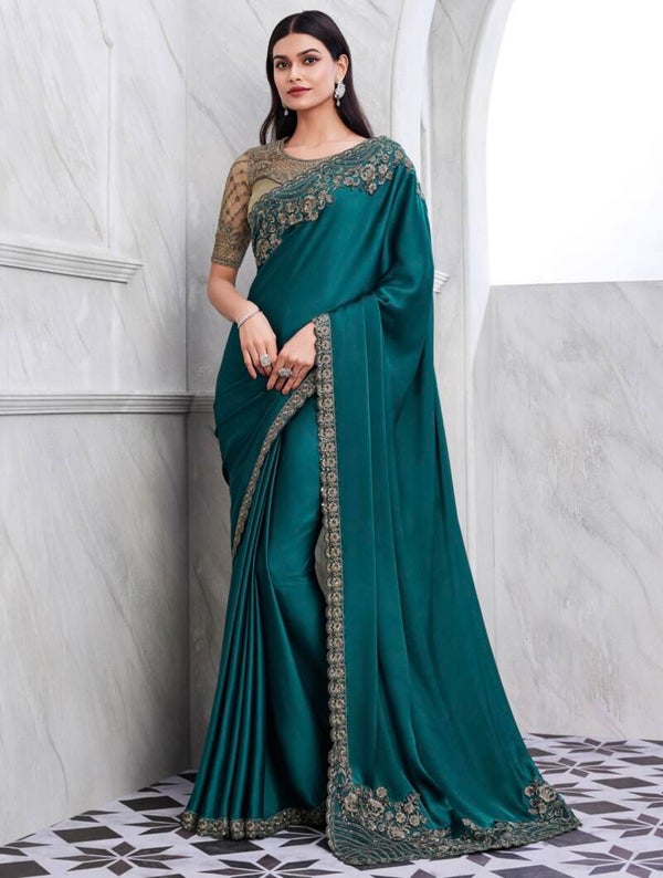 Bollywood Sari Vert Orné