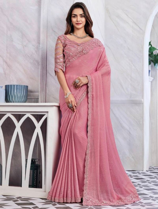 Bollywood Sari Rose Orné