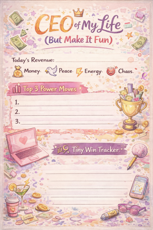 CEO of My Life (But Make It Fun) – Daily Planner Sheet