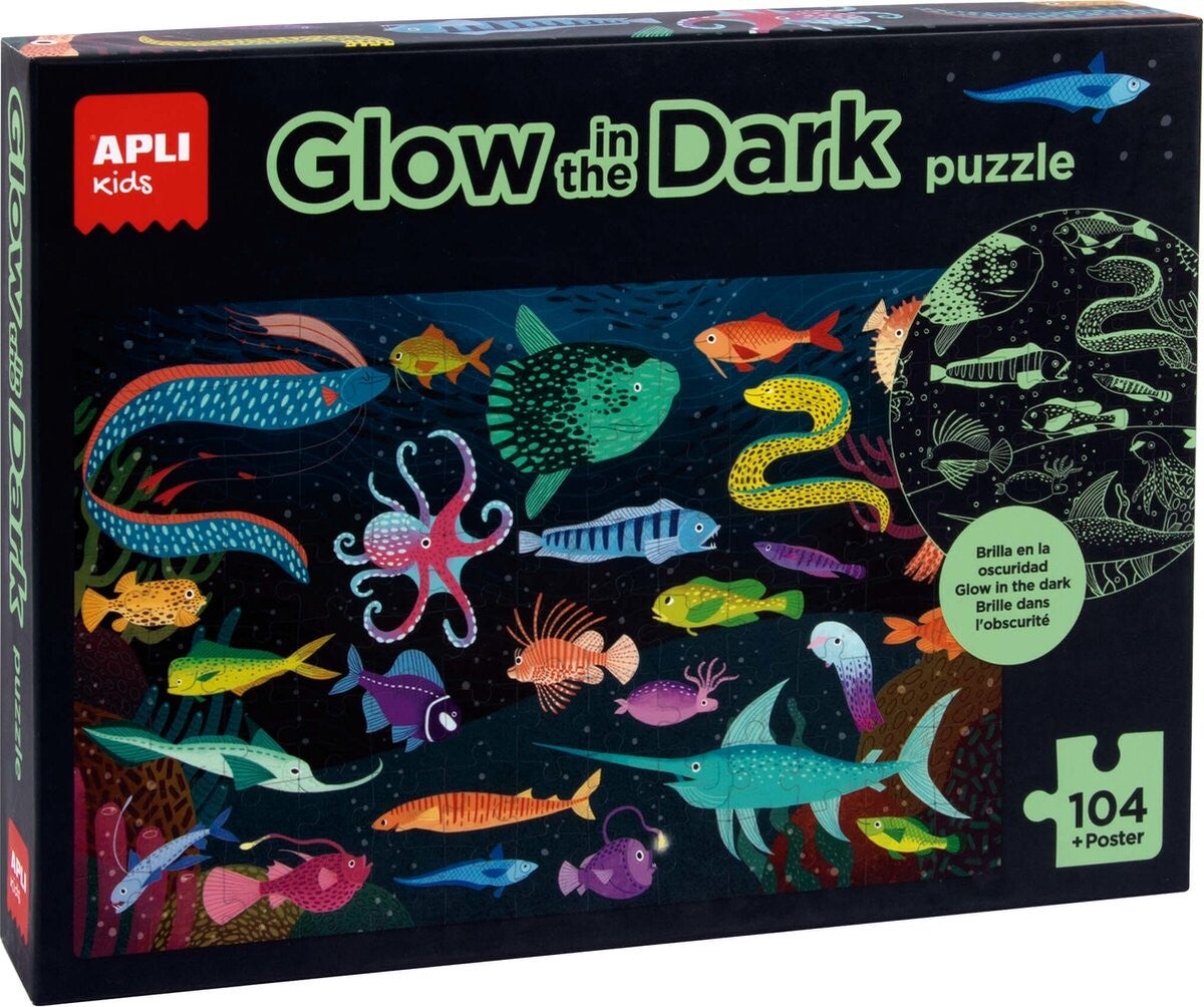 Apli, glow in the dark puzzel oceaan