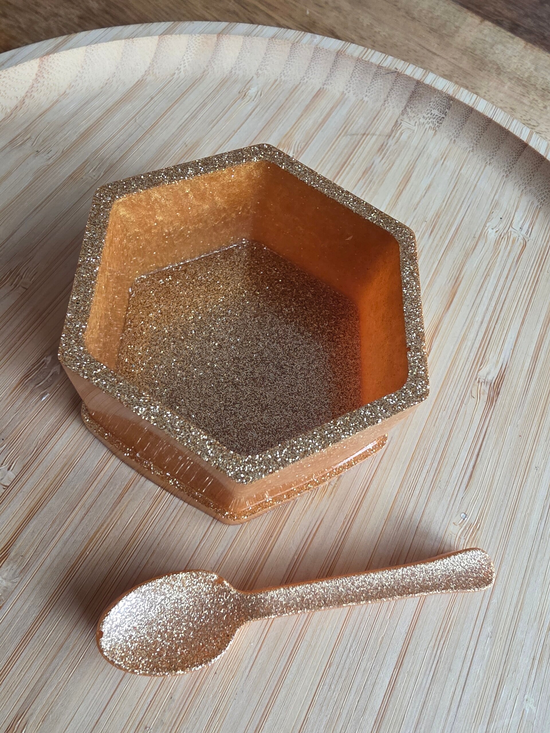 Hexagon bakje met lepel, winterfeest