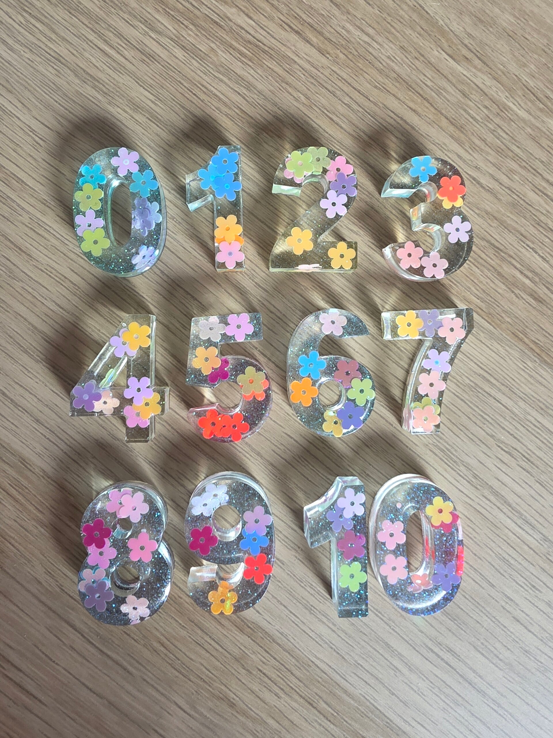 Epoxy, cijferset lente bloemen