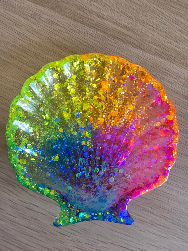 Epoxy schelpenbakje, regenboog