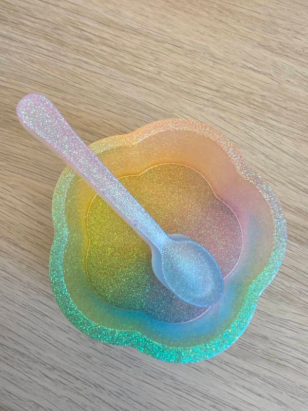 Epoxy, bloembakje pastel regenboog