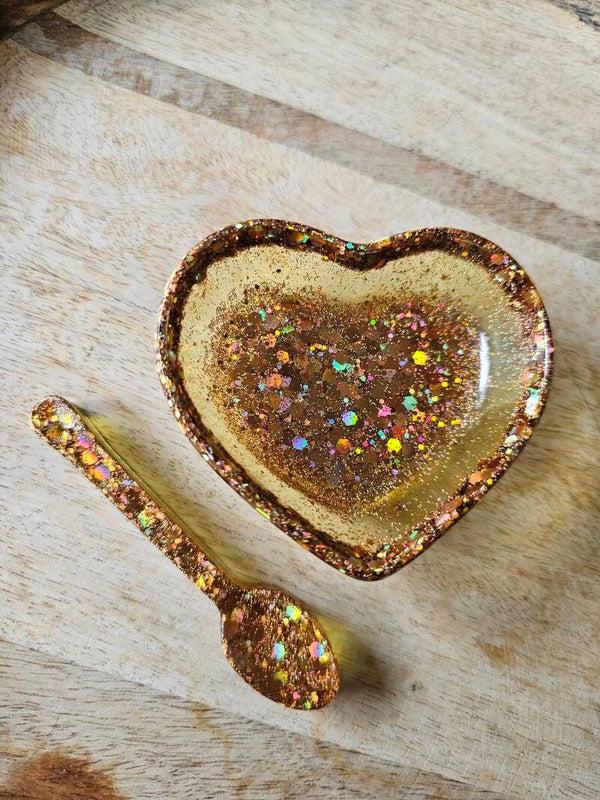 Regenboog hartjes bakje, goud