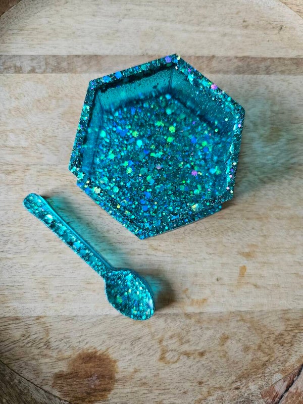Regenboog hexagon bakjes, turquoise
